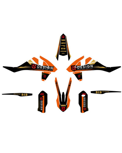 KIT STICKERS UP DESIGN Kit Déco UP SPIKE KTM EXC / EXC-F (2017-2019) Noir-Orange