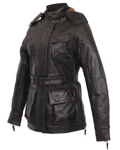 Veste Cuir Moto VAUGHAN Femme EVIRA Vachette crunch MARRON