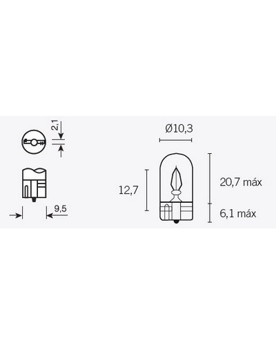 Ampoules Moto V PARTS Boite de 10 ampoules V PARTS T10 12V-3W